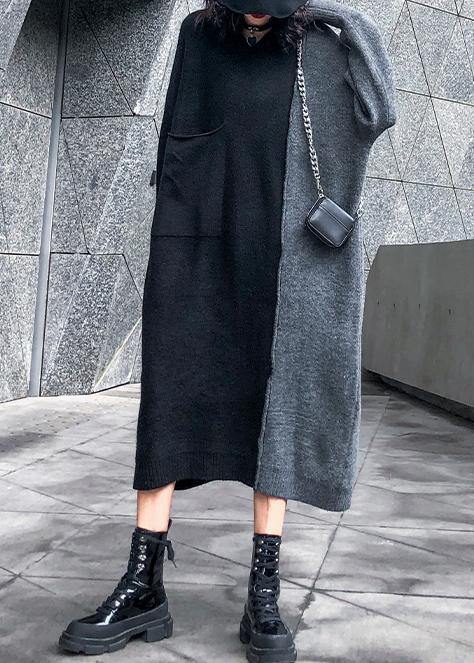 Aesthetic winter Sweater patchwork Aesthetic Vintage gray knitwear